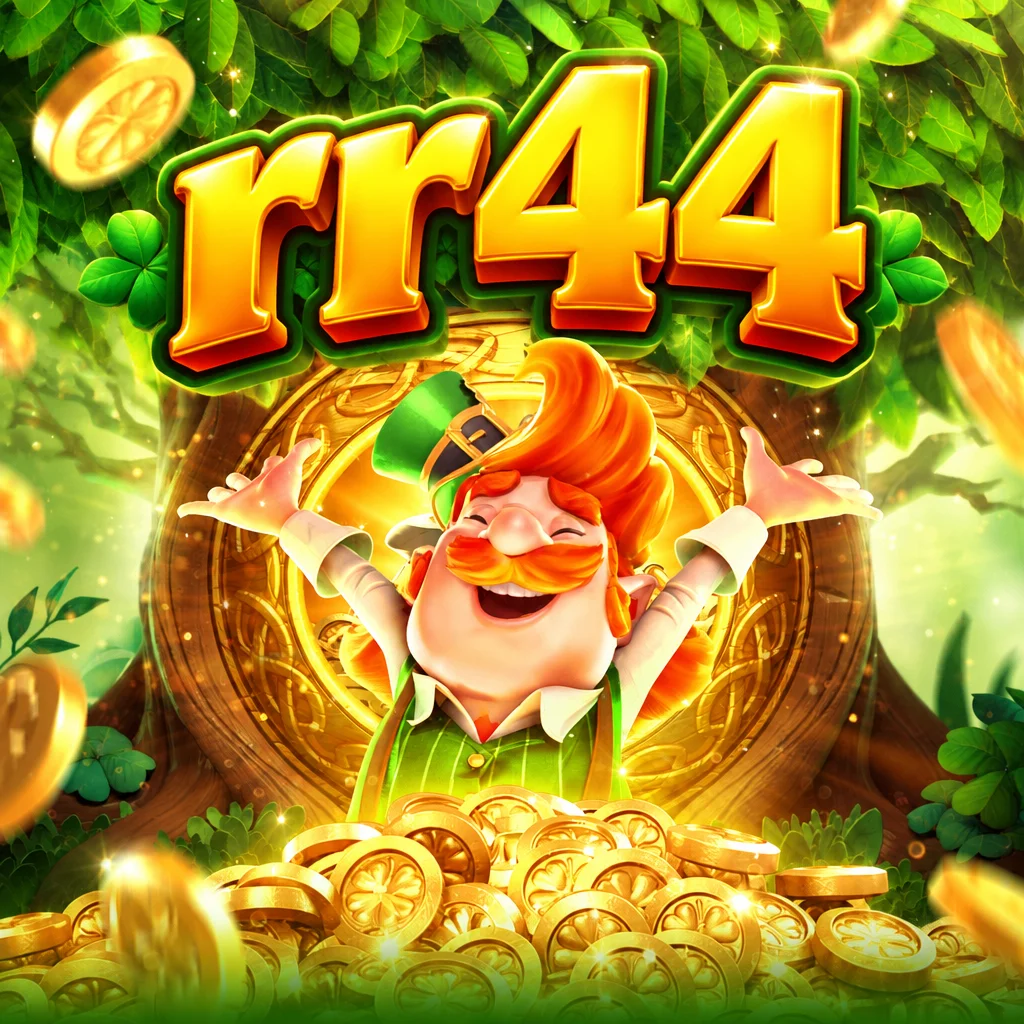 Ilustrasi game Leprechaun Riches di rr44 menampilkan peri berjanggut merah di hutan ajaib